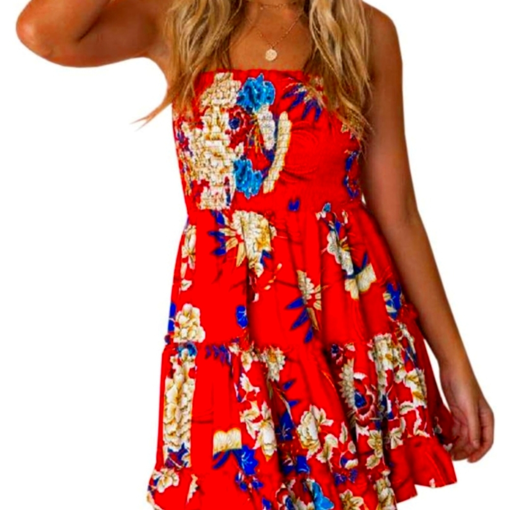 SMOCKED FLOUNCE DRESS